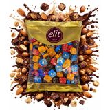 Elit Premium Badem ve Fındık Dolgulu Sütlü Çikolata Çizgili Kare 1kg - 1 Adet
