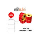 Elit Rulo Elitrulo Barkod Etiketi 30x50 Termal KIRMIZI - 1000 Adet