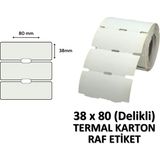 Elit Rulo Termal Karton Raf Etiketi 38X80MM Delikli - 500 Adet Yüksek Kalite Etiket