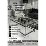 Elit Siyah Orta Sehpa Şeffaf Camlı 54 X 94 Cm, Yükseklik 50 Cm Modern Dekoratif
