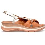 Elit Zeyn 8066 Kadın Hakiki Deri Dolgu Topuk Sandalet Taba