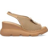 Elit Zeyn 8067 Kadın Hakiki Deri Dolgu Topuk Sandalet Camel