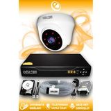 ELITCAM 1 Kameralı Dome 1 İç Kamera Set 2 TB HDD Full HD Gece Görüşlü Güvenlik Kamerası Sistemi