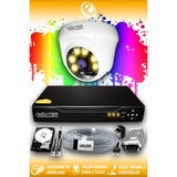 ELITCAM 1 Kameralı Dome 1 İç Kamera Set 2 TB HDD Full HD Renkli Gece Görüşlü Güvenlik Kamerası Sistemi