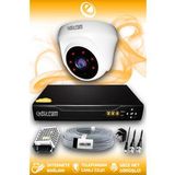 ELITCAM 1 Kameralı Dome 1 İç Kamera Set HDD'siz Full HD Gece Görüşlü Güvenlik Kamerası Sistemi