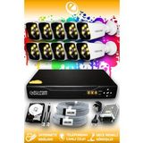 ELITCAM 10 Kameralı Kare 10 Dış Kamera Set 2 TB HDD Full HD Renkli Gece Görüşlü Güvenlik Kamerası Sistemi