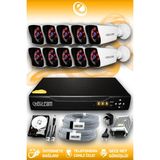 ELITCAM 10 Kameralı Kare 10 Dış Kamera Set 320 GB HDD Full HD Gece Görüşlü Güvenlik Kamerası Sistemi
