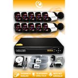 ELITCAM 10 Kameralı Panda 10 Dış Kamera Set 500 GB HDD Full HD Gece Görüşlü Güvenlik Kamerası Sistemi