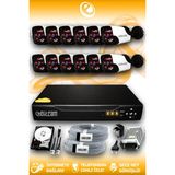 ELITCAM 12 Kameralı Panda 12 Dış Kamera Set 100 GB HDD Full HD Gece Görüşlü Güvenlik Kamerası Sistemi