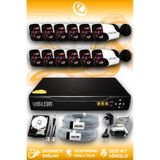 ELITCAM 12 Kameralı Panda 12 Dış Kamera Set 2 TB HDD Full HD Gece Görüşlü Güvenlik Kamerası Sistemi