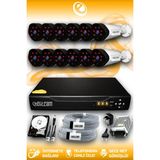 ELITCAM 12 Kameralı Uzay 12 Dış Kamera Set 100 GB HDD Full HD Gece Görüşlü Güvenlik Kamerası Sistemi