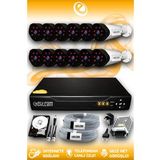 ELITCAM 12 Kameralı Uzay 12 Dış Kamera Set 2 TB HDD Full HD Gece Görüşlü Güvenlik Kamerası Sistemi
