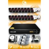 ELITCAM 16 Kameralı Kare 16 Dış Kamera Set 250 GB HDD Full HD Gece Görüşlü Güvenlik Kamerası Sistemi