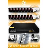 ELITCAM 16 Kameralı Kare 16 Dış Kamera Set 320 GB HDD Full HD Gece Görüşlü Güvenlik Kamerası Sistemi