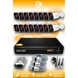 ELITCAM 16 Kameralı Kare 16 Dış Kamera Set HDD'siz Full HD Gece Görüşlü Güvenlik Kamerası Sistemi