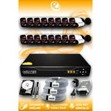 ELITCAM 16 Kameralı Panda 16 Dış Kamera Set 2 TB HDD Full HD Gece Görüşlü Güvenlik Kamerası Sistemi