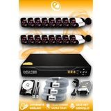 ELITCAM 16 Kameralı Panda 16 Dış Kamera Set 320 GB HDD Full HD Gece Görüşlü Güvenlik Kamerası Sistemi