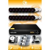 ELITCAM 16 Kameralı Uzay 16 Dış Kamera Set 250 GB HDD Full HD Gece Görüşlü Güvenlik Kamerası Sistemi