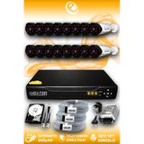ELITCAM 16 Kameralı Uzay 16 Dış Kamera Set 320 GB HDD Full HD Gece Görüşlü Güvenlik Kamerası Sistemi