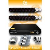 ELITCAM 16 Kameralı Uzay 16 Dış Kamera Set HDD'siz Full HD Gece Görüşlü Güvenlik Kamerası Sistemi
