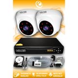 ELITCAM 2 Kameralı Dome 2 İç Kamera Set 250 GB HDD Full HD Gece Görüşlü Güvenlik Kamerası Sistemi