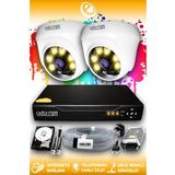 ELITCAM 2 Kameralı Dome 2 İç Kamera Set 320 GB HDD Full HD Renkli Gece Görüşlü Güvenlik Kamerası Sistemi