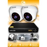 ELITCAM 2 Kameralı Dome 2 İç Kamera Set 500 GB HDD Full HD Gece Görüşlü Güvenlik Kamerası Sistemi
