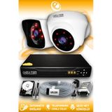 ELITCAM 2 Kameralı Kare 1 İç Kamera Set 100 GB HDD Full HD Gece Görüşlü Güvenlik Kamerası Sistemi