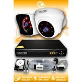 ELITCAM 2 Kameralı Kare 1 İç Kamera Set 250 GB HDD Full HD Gece Görüşlü Güvenlik Kamerası Sistemi