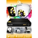 ELITCAM 2 Kameralı Kare 1 İç Kamera Set 250 GB HDD Full HD Renkli Gece Görüşlü Güvenlik Kamerası Sistemi
