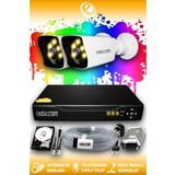 ELITCAM 2 Kameralı Kare 2 Dış Kamera Set 100 GB HDD Full HD Renkli Gece Görüşlü Güvenlik Kamerası Sistemi
