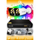 ELITCAM 2 Kameralı Kare 2 Dış Kamera Set 250 GB HDD Full HD Renkli Gece Görüşlü Güvenlik Kamerası Sistemi