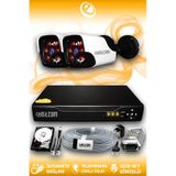 ELITCAM 2 Kameralı Panda 2 Dış Kamera Set 1 TB HDD Full HD Gece Görüşlü Güvenlik Kamerası Sistemi