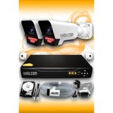 Elitcam 2 Kameralı Süper 2 Dış Kamera Set 100 GB 5 MP 2K Net Gece Görüşlü Güvenlik Kamerası Sistemi