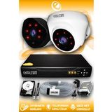 ELITCAM 2 Kameralı Uzay 1 İç Kamera Set 1 TB HDD Full HD Gece Görüşlü Güvenlik Kamerası Sistemi