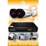ELITCAM 2 Kameralı Uzay 2 Dış Kamera Set 500 GB HDD Full HD Gece Görüşlü Güvenlik Kamerası Sistemi