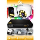 ELITCAM 2 Kameralı Zebra 1 İç Kamera Set 500 GB HDD Full HD Renkli Gece Görüşlü Güvenlik Kamerası Sistemi
