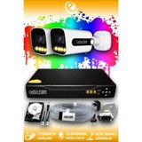ELITCAM 2 Kameralı Zebra 2 Dış Kamera Set 250 GB HDD Full HD Renkli Gece Görüşlü Güvenlik Kamerası Sistemi