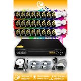 ELITCAM 24 Kameralı Kare 24 Dış Kamera Set 100 GB HDD Full HD Renkli Gece Görüşlü Güvenlik Kamerası Sistemi