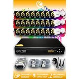 ELITCAM 24 Kameralı Kare 24 Dış Kamera Set HDD'siz Full HD Renkli Gece Görüşlü Güvenlik Kamerası Sistemi