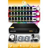 ELITCAM 24 Kameralı Zebra 24 Dış Kamera Set 2 TB HDD Full HD Renkli Gece Görüşlü Güvenlik Kamerası Sistemi