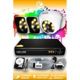 ELITCAM 3 Kameralı Kare 1 İç Kamera Set 320 GB HDD Full HD Renkli Gece Görüşlü Güvenlik Kamerası Sistemi