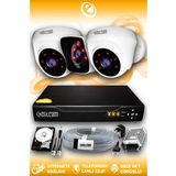 ELITCAM 3 Kameralı Kare 2 İç Kamera Set 250 GB HDD Full HD Gece Görüşlü Güvenlik Kamerası Sistemi