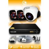 ELITCAM 3 Kameralı Panda 1 İç Kamera Set HDD'siz Full HD Gece Görüşlü Güvenlik Kamerası Sistemi