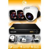 ELITCAM 3 Kameralı Panda 2 İç Kamera Set 1 TB HDD Full HD Gece Görüşlü Güvenlik Kamerası Sistemi