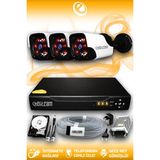 ELITCAM 3 Kameralı Panda 3 Dış Kamera Set 2 TB HDD Full HD Gece Görüşlü Güvenlik Kamerası Sistemi
