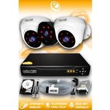 ELITCAM 3 Kameralı Uzay 2 İç Kamera Set 320 GB HDD Full HD Gece Görüşlü Güvenlik Kamerası Sistemi