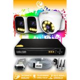 ELITCAM 3 Kameralı Zebra 1 İç Kamera Set HDD'siz Full HD Renkli Gece Görüşlü Güvenlik Kamerası Sistemi