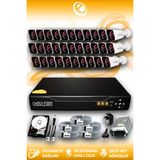 ELITCAM 32 Kameralı Kare 32 Dış Kamera Set 320 GB HDD Full HD Gece Görüşlü Güvenlik Kamerası Sistemi