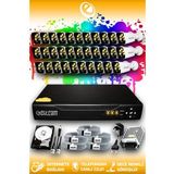 ELITCAM 32 Kameralı Kare 32 Dış Kamera Set 500 GB HDD Full HD Renkli Gece Görüşlü Güvenlik Kamerası Sistemi